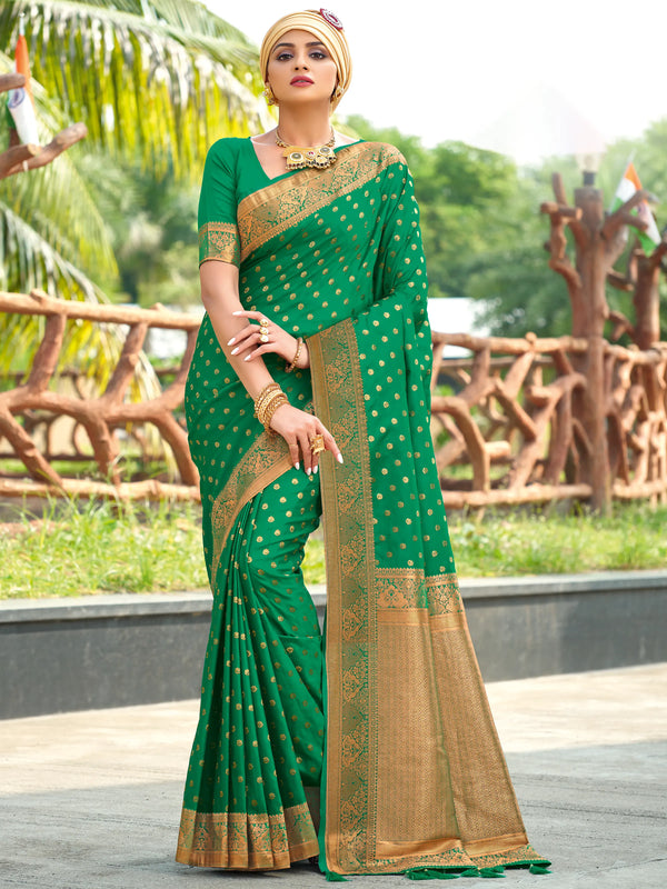 Green Satin Silk saree