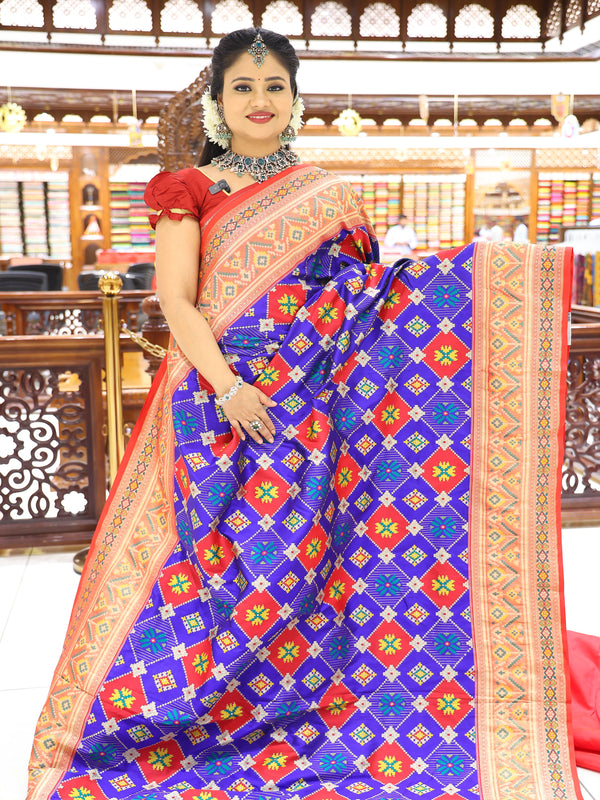 CSM-17344 | Royal Blue & Red Banaras Katan Pattu Saree