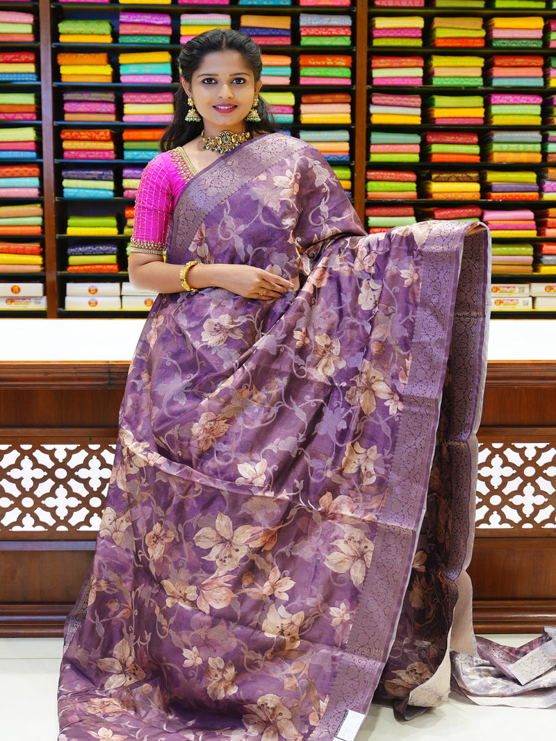 CSM-19494 | Purple Kaddi Silk Saree