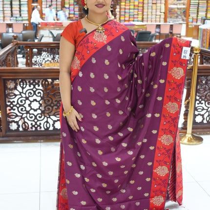 CSM-18735 | Purple & Red Soft Silk Saree