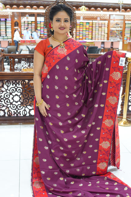 CSM-18735 | Purple & Red Soft Silk Saree