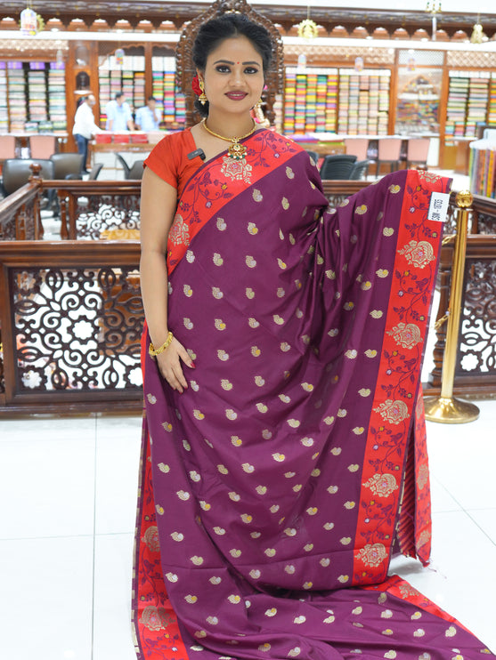 CSM-18735 | Purple & Red Soft Silk Saree