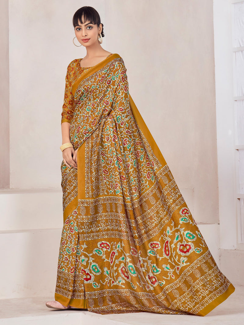 Brown Raw Silk Saree | BUY 1 GET 1 FREE