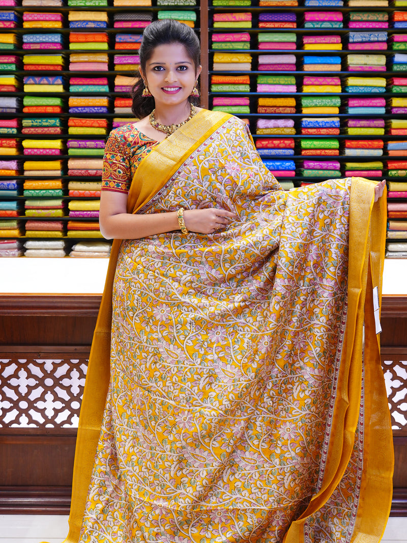 CSM-19532 | Mustard Crepe Silk Saree