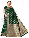 Bottle Green Banaras Silk saree