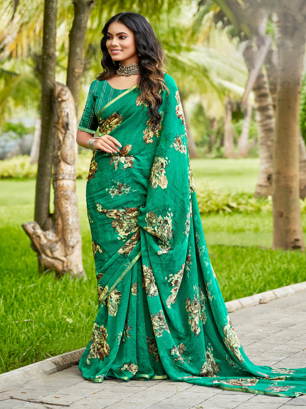 Rama Green Georgette saree | BUY 1 GET 1 FREE