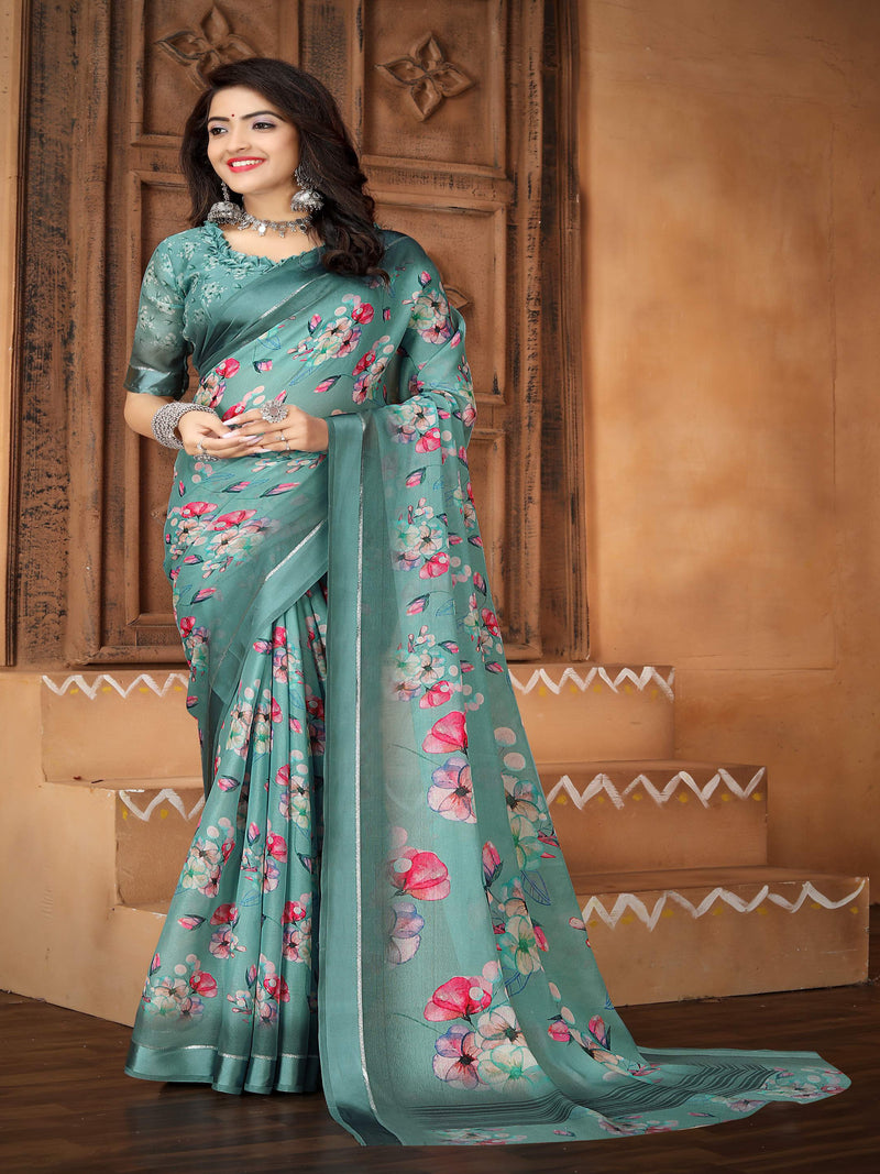 Light Lavender Satin Silk Saree