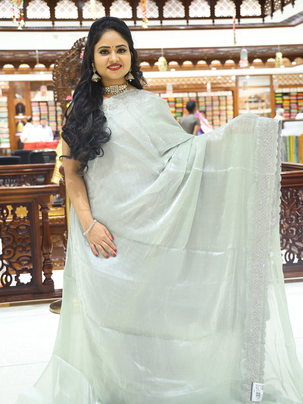 CSM-18216 | Mint Green Glass Tissue Saree