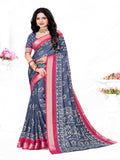 Grey & Rani Pink Georgette Saree