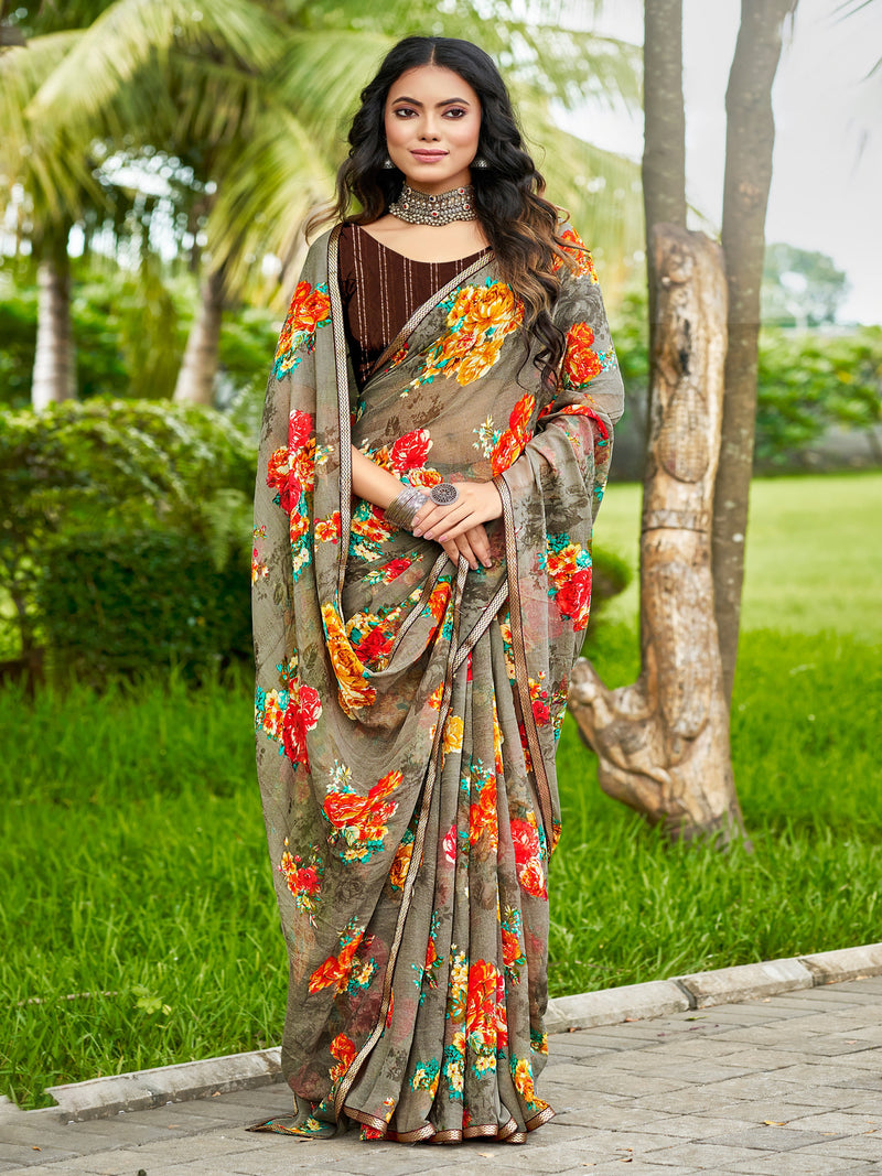 Rama Green Georgette saree | BUY 1 GET 1 FREE