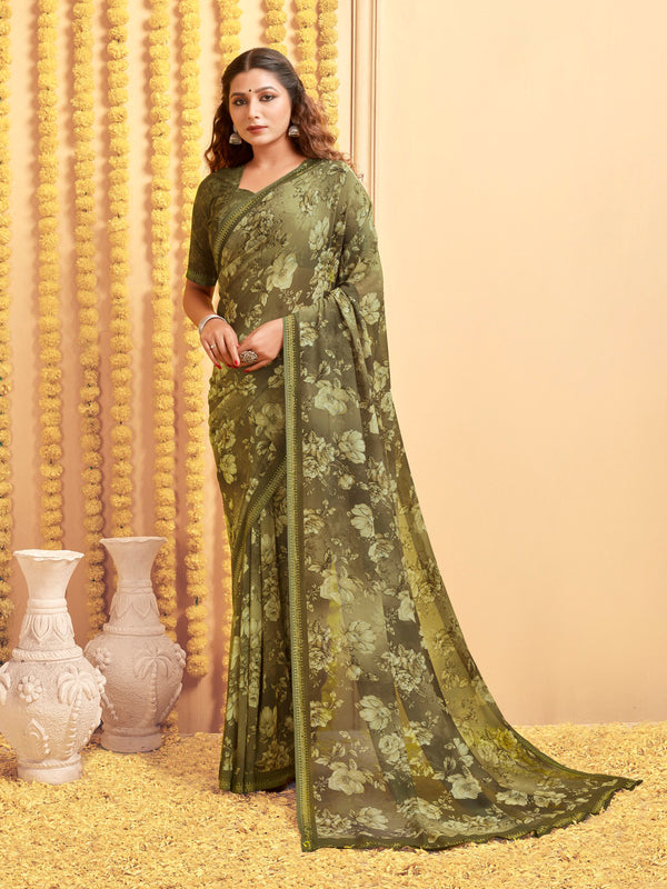 Olive  Georgette saree