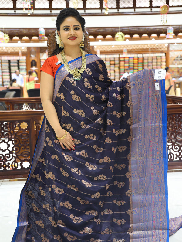 CSM-18274 | Navy & Peacock Blue Soft Banaras Silk Saree