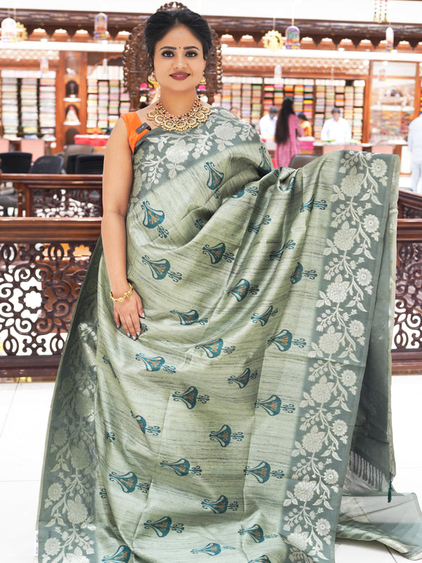 CSM-18042 | Pista Green & Green Bhagalpuri Saree