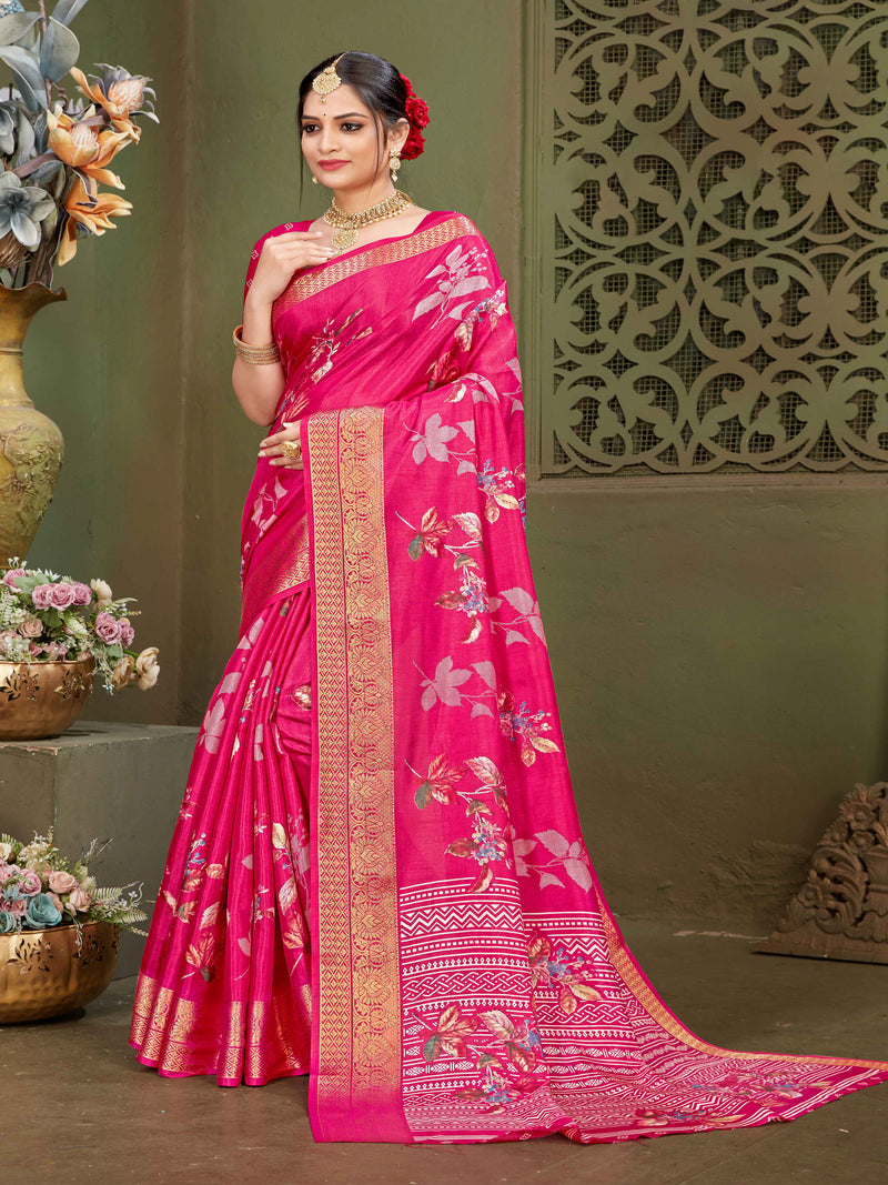 Green Chanderi silk  saree  | BUY 1 GET 1 FREE