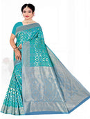 Sky Blue Soft Jute Silk  saree