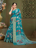 Green Chanderi silk  saree  | BUY 1 GET 1 FREE