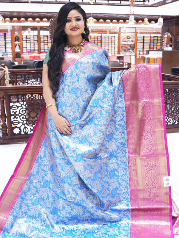 CSM-18487 | Turquoise Blue Kanchi Padiya Pattu Saree