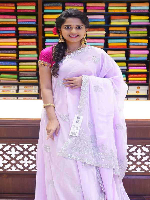 CSM-19241 | Lavender Chiffon Saree