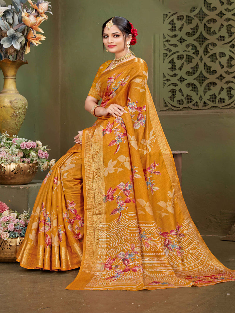 Green Chanderi silk  saree  | BUY 1 GET 1 FREE