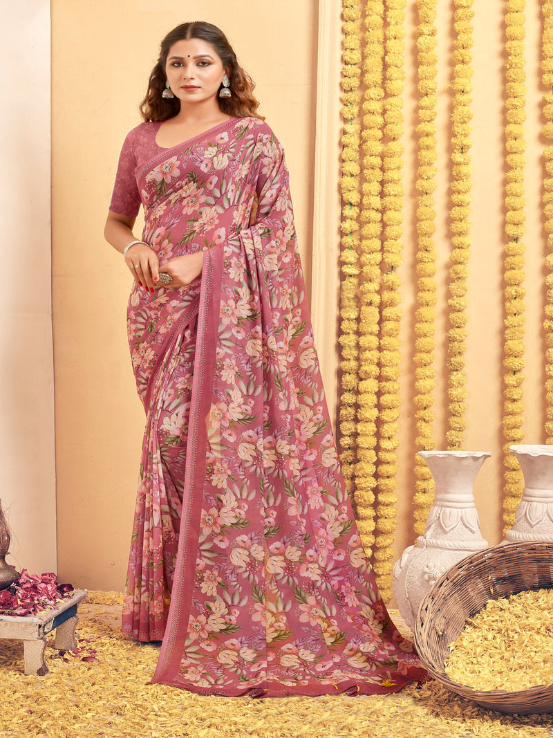 Olive  Georgette saree