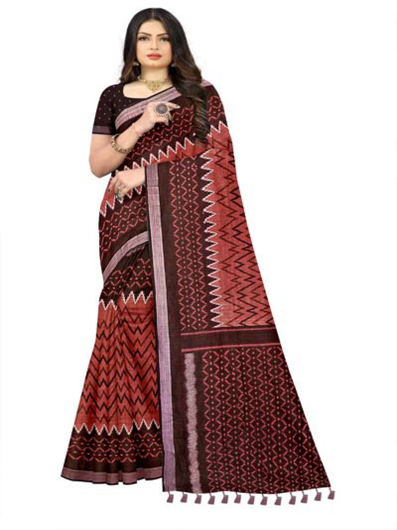 Coffee Brown Raw Silk saree | BUY 1 GET 1 FREE