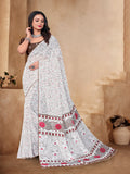 White & Purple Georgette Saree | BUY 1 GET 1 FREE