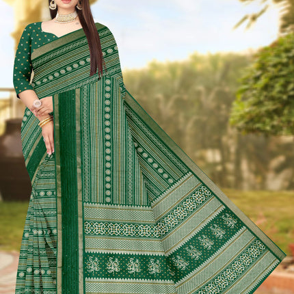 Bottle Green Soft Silk saree  | BUY 1 GET 1 FREE