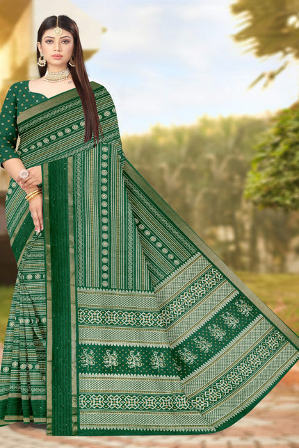 Bottle Green Soft Silk saree  | BUY 1 GET 1 FREE