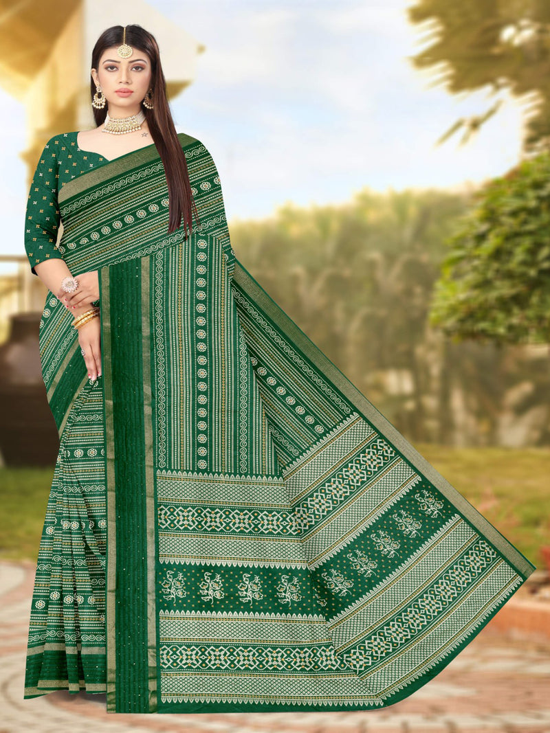 Bottle Green Soft Silk saree  | BUY 1 GET 1 FREE