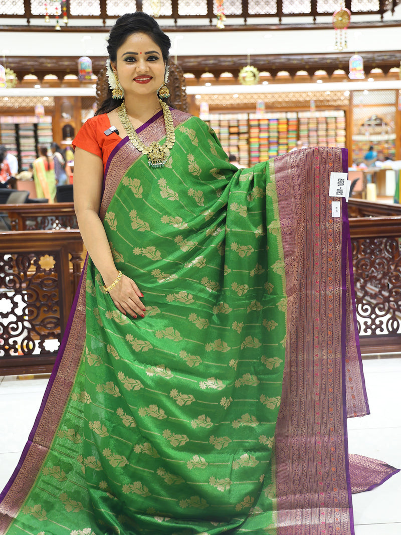 CSM-18269  | Green & Purple Soft Banaras Silk Saree