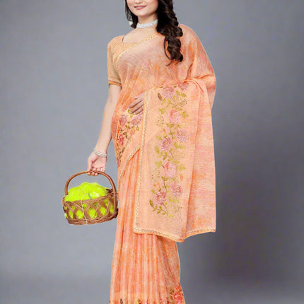 Light Yellow Chiffon Saree