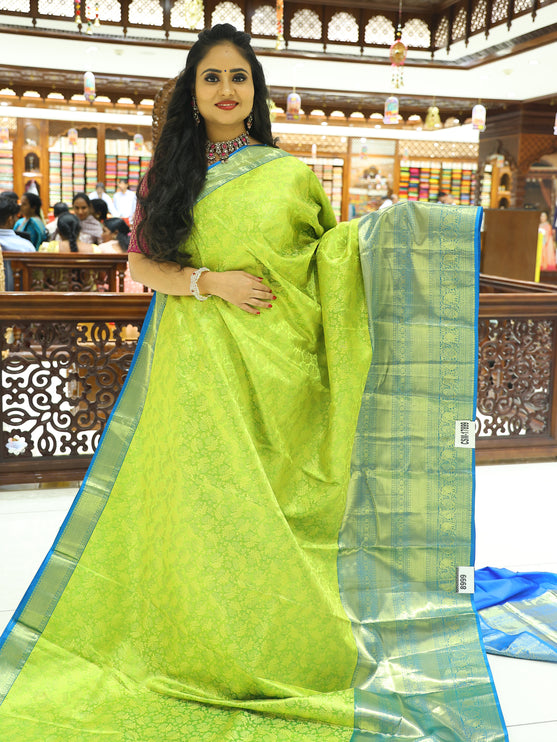 CSM-17899 | Parrot Green & Blue Pure Kanchi Parinaya Pattu Saree