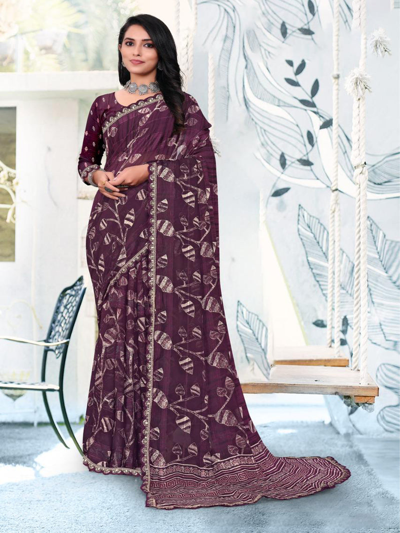 Purple Georgette saree