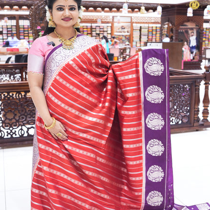 CSM-18455 | Red & Purple Soft Silk Saree