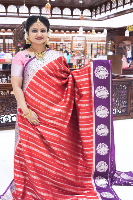 CSM-18455 | Red & Purple Soft Silk Saree