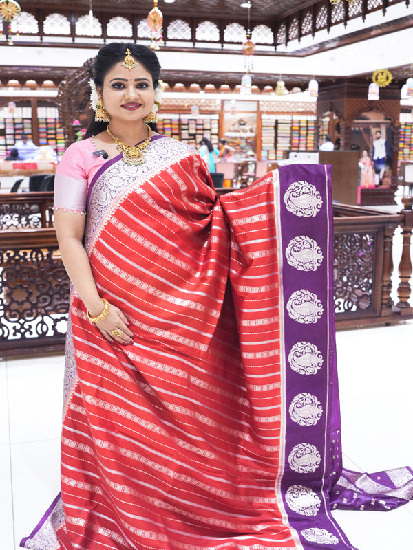 CSM-18455 | Red & Purple Soft Silk Saree