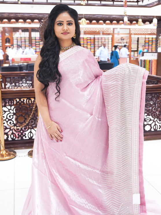 CSM-18434 | Baby Pink Glass Tissue Saree