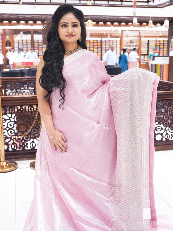 CSM-18434 | Baby Pink Glass Tissue Saree