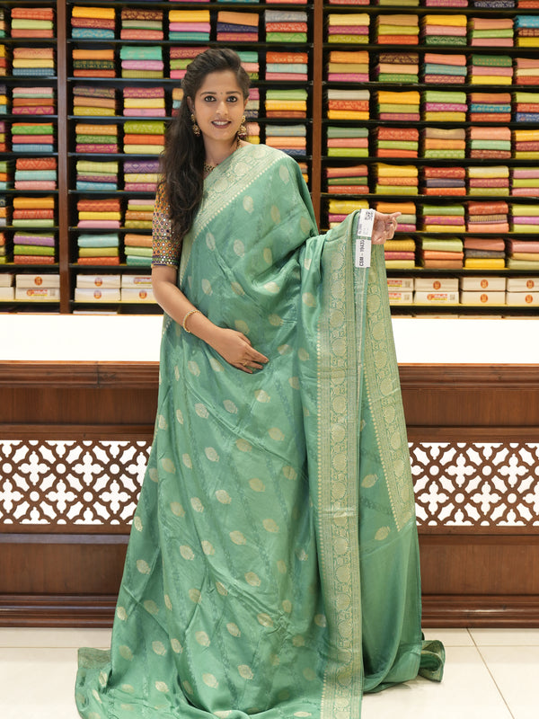 CSM-19435 | Sage Green Viscose Georgette Saree