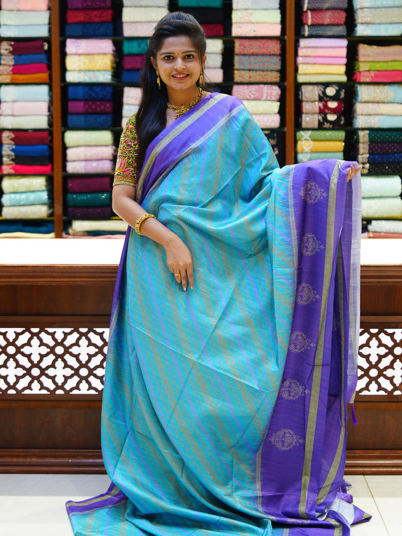 CSM-19711 | Tiffany Blue & Violet Lahariya Saree