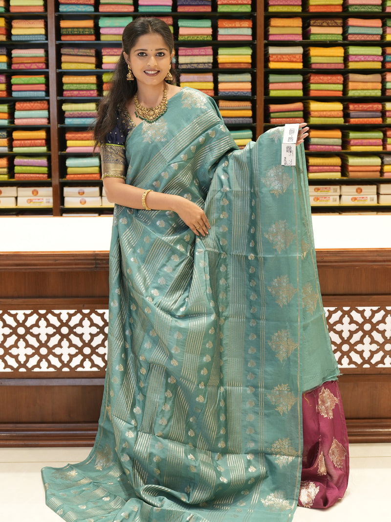 CSM-19381 | Sage Green Dola Silk Saree