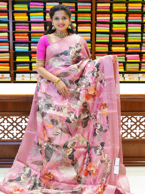 CSM-19495 | Pink Kaddi Silk Saree