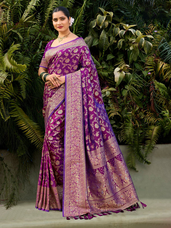 Purple Soft Banaras silk Saree
