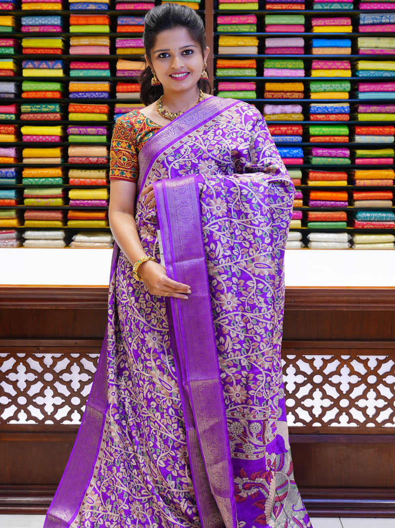 CSM-19533 | Violet Crepe Silk Saree