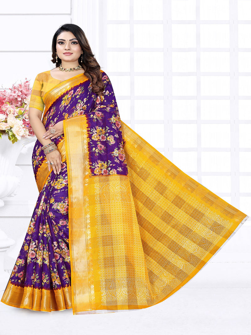 Navy Jute Silk  saree  | BUY 1 GET 1 FREE