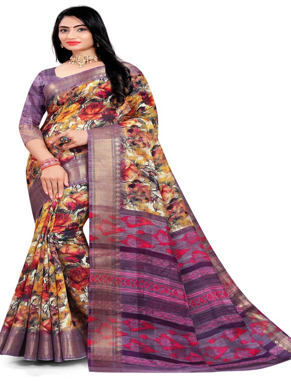 Purple Chanderi Silk saree | BUY 1 GET 1 FREE