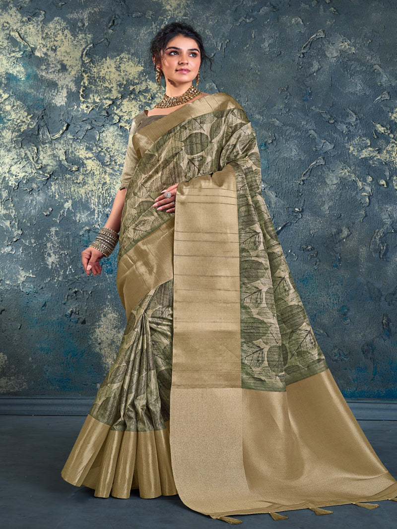 Light Grey Soft Dola Silk Saree