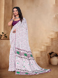 White & Purple Georgette Saree | BUY 1 GET 1 FREE