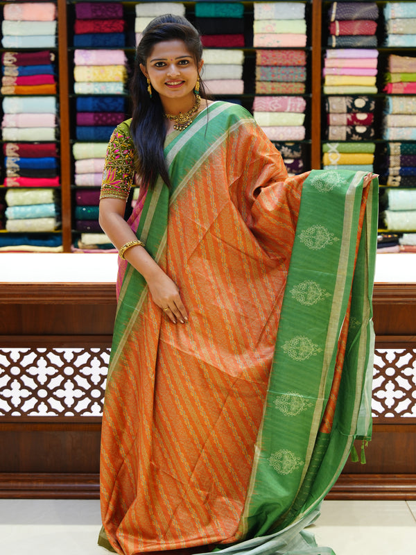 CSM-19708 | Rust & Green Lahariya  Saree