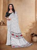 White & Purple Georgette Saree | BUY 1 GET 1 FREE